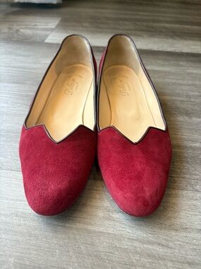 RARE Delage Paris Burgundy Suede Smoking Slippers Flats Made in France EU 40/9